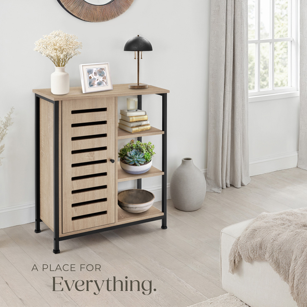 Tectake Runcorn Single Door 3 Shelf Sonoma Oak sideboard Image 8