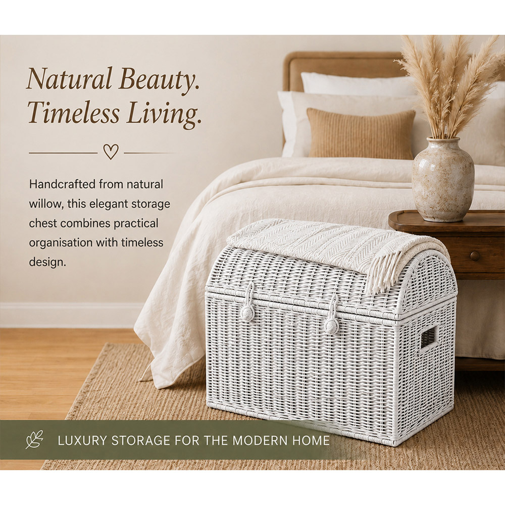 Home Republic White Rattan Woven Storage Chest Image 5