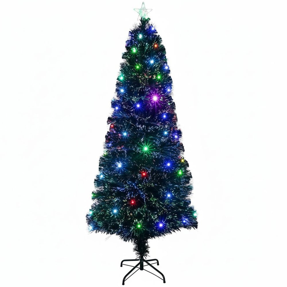 The Christmas Centre 70 Multicolour LED Black Fibre Optic Artificial Xmas Tree 6ft Image 1