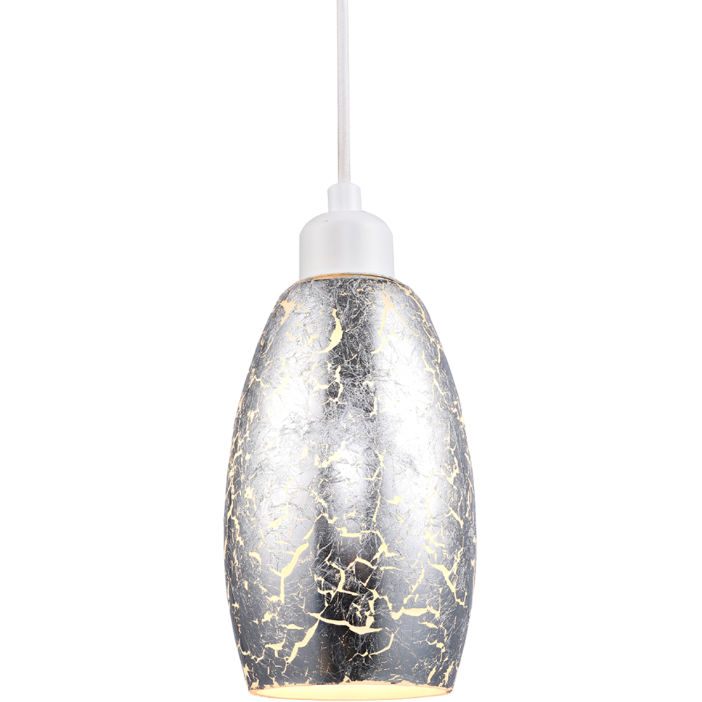 Happy Homewares Silver Foil Print Glass Curving Rectangular Body Pendant Shade Image 5