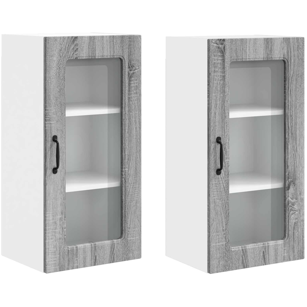 vidaXL Kalmar Single Door Grey Sonoma Wall Kitchen Cabinet 2 Pack Image 8