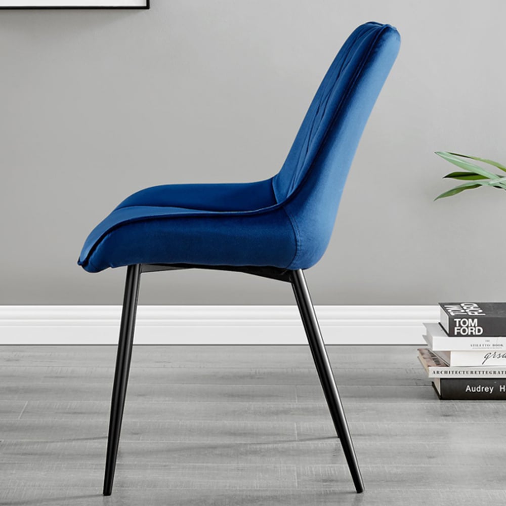 Furniturebox Lucia Cesano 6 Seater Dining Set Black Gloss and Navy Image 4