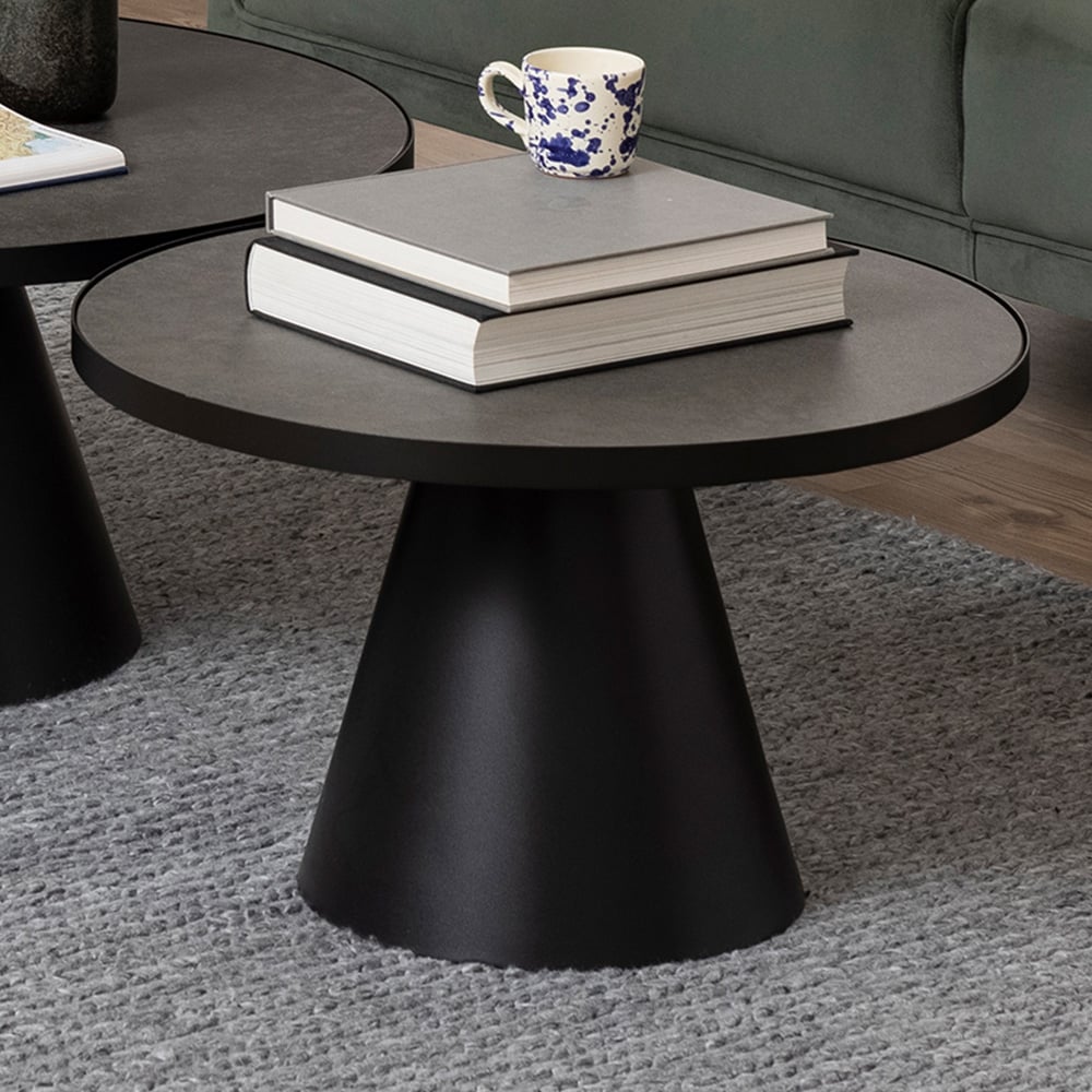 Florence Soli Round Black Ceramic Coffee Table Image 1
