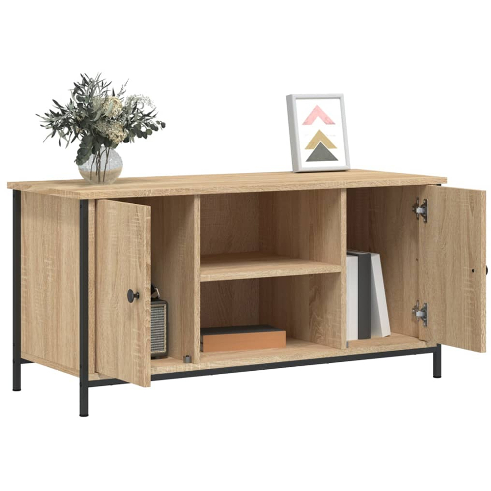 vidaXL 2 Door 2 Shelf Sonoma Oak Wooden TV Cabinet Image 4