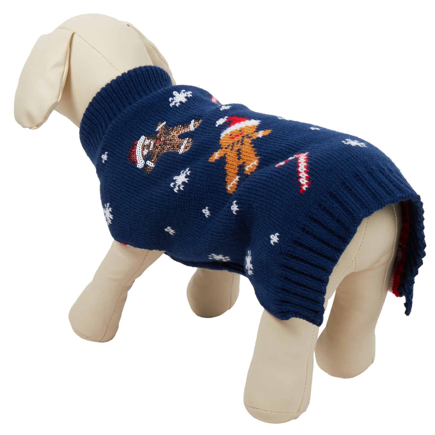 Gingerbread Festive Pet Jumper - Navy / 25cm Image 3
