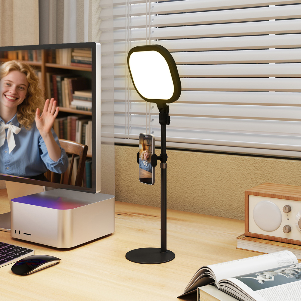 HOMCOM Black Dimmable LED Table Lamp with Phone Holder Image 3