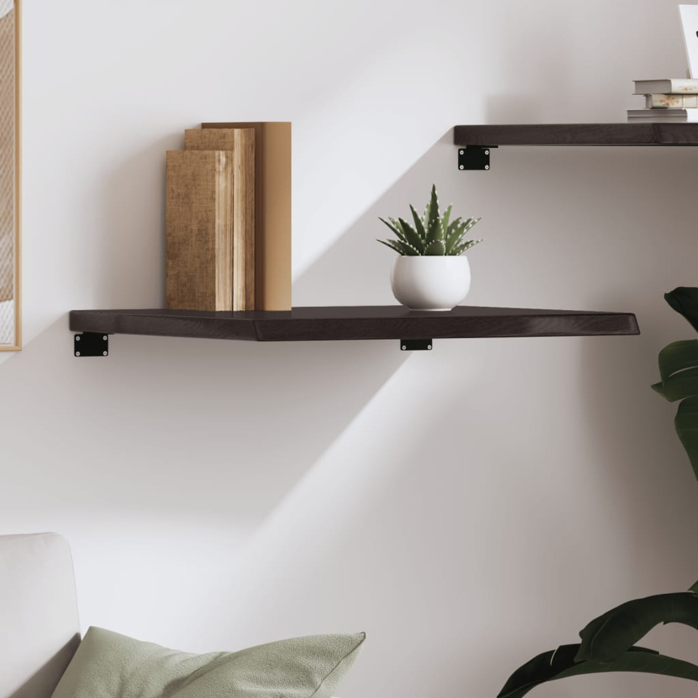 vidaXL 60 x 60 x 4cm Dark Brown Treated Solid Wood Oak Wall Shelf Image 2