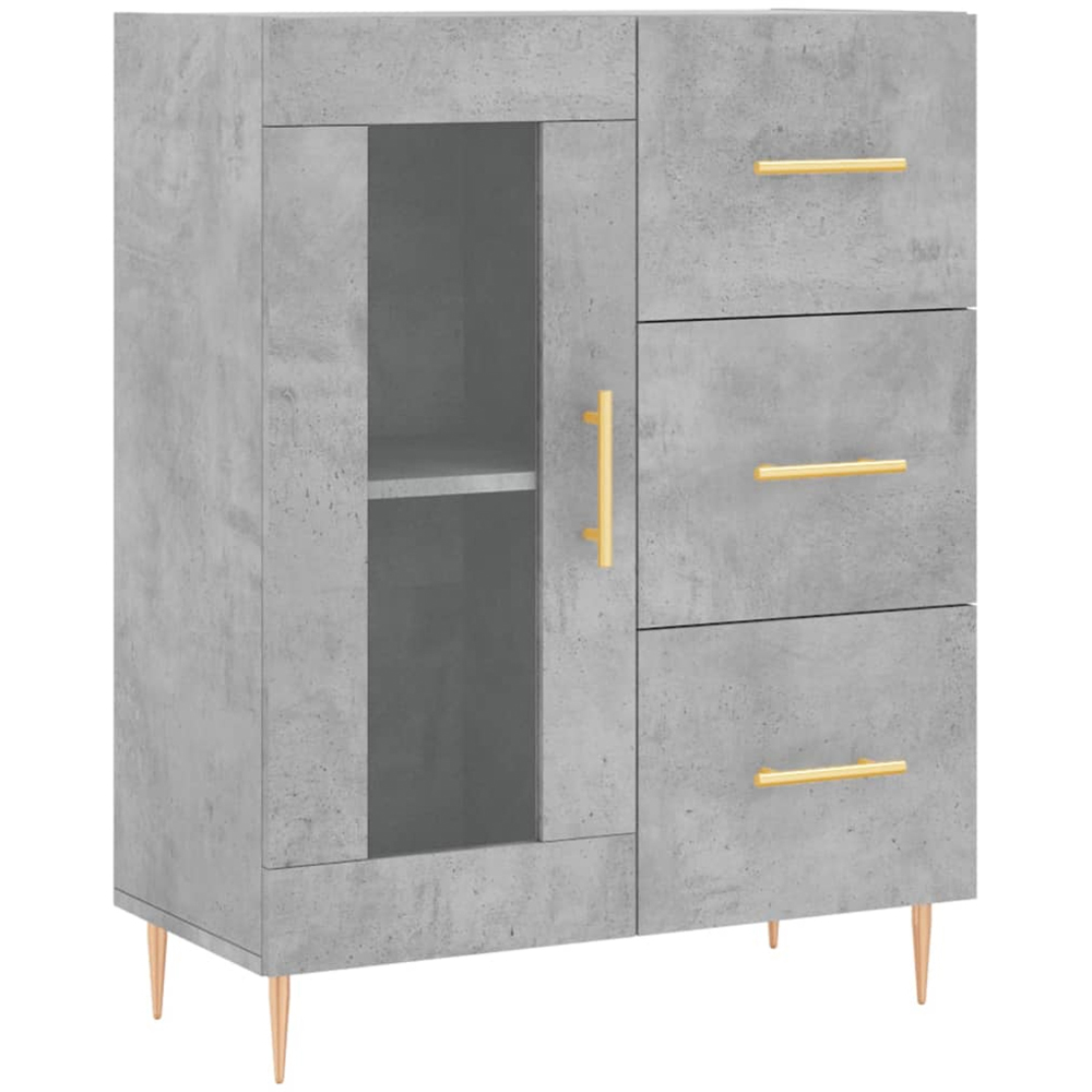 vidaXL 3 Glass Door 3 Drawer Concrete Grey Highboard Image 7