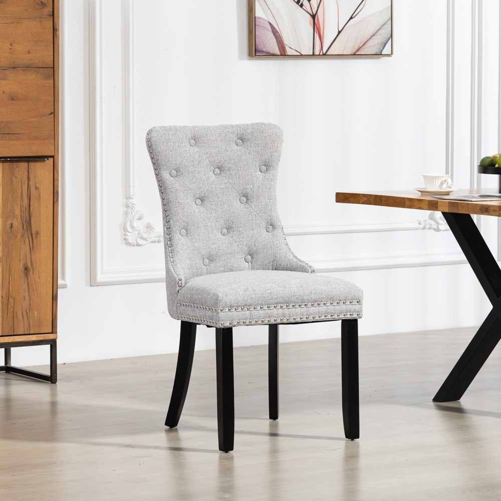 Artemis Home Rivara Set of 2 Light Grey Fabric Dining Chair Image 6