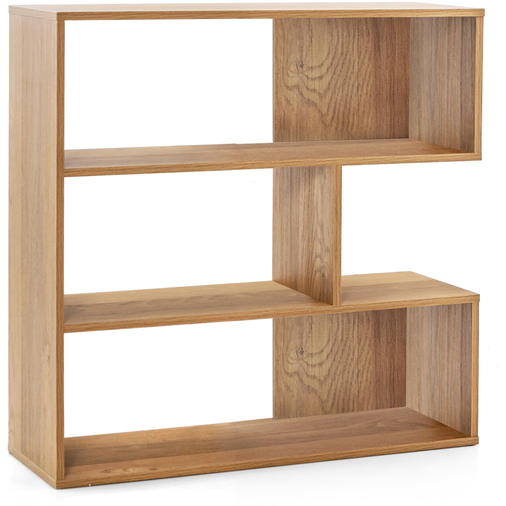 Costway 4 Shelf Natural Bookcase Image 2