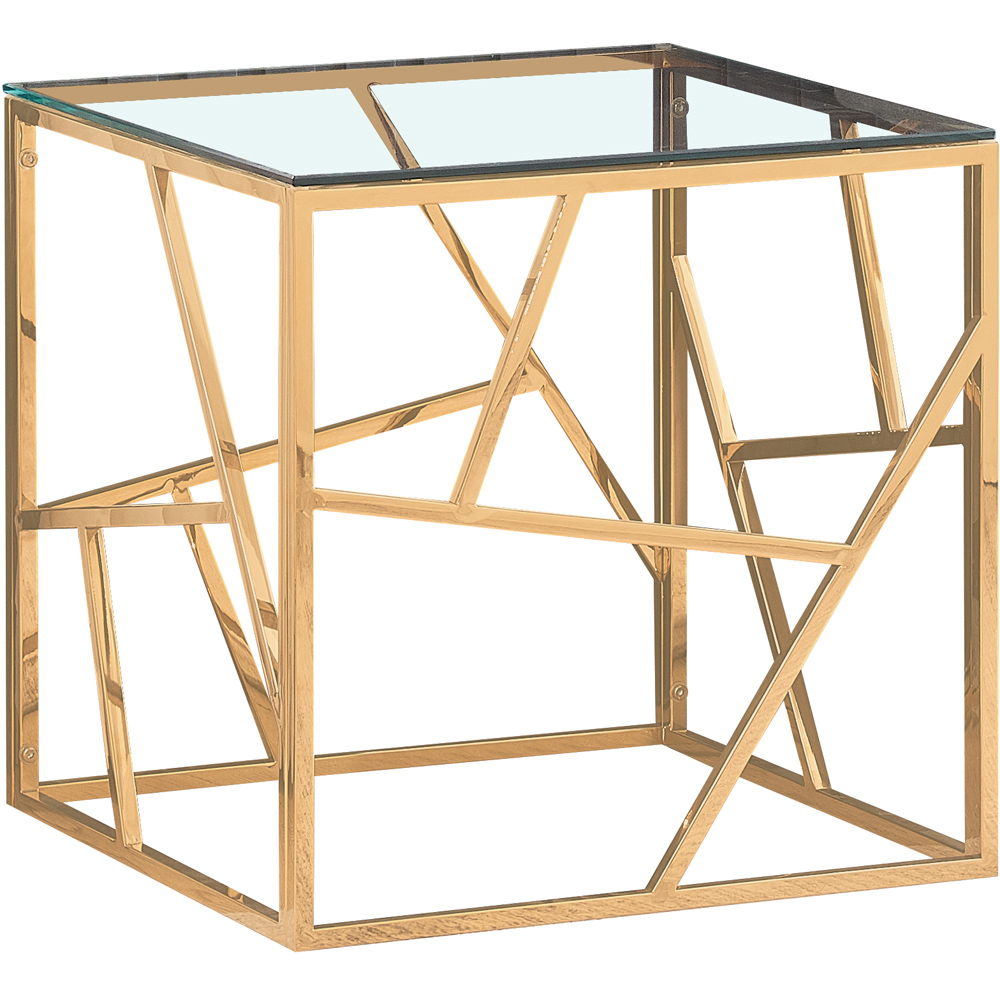 Comfy Living Gold Glass and Metal Square Side Table Image 2