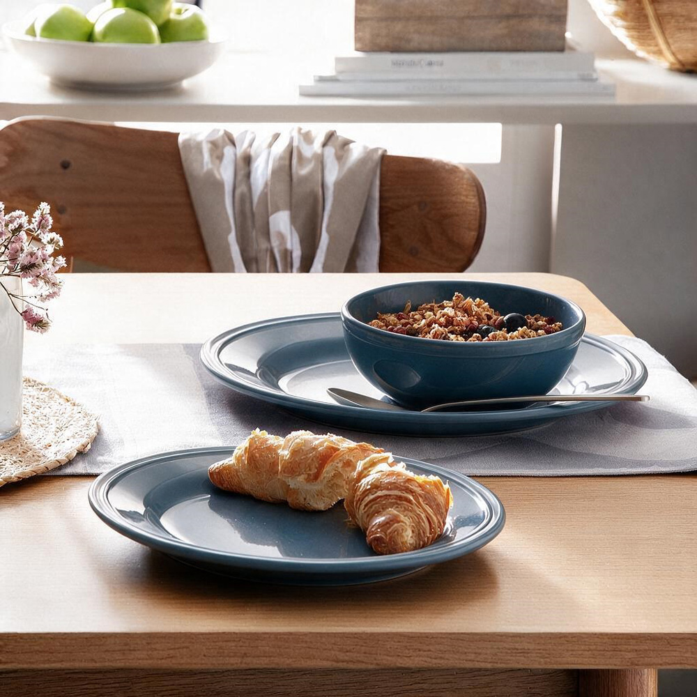 Waterside Teal Ring Lipped 12 Piece Dinner Set Image 2