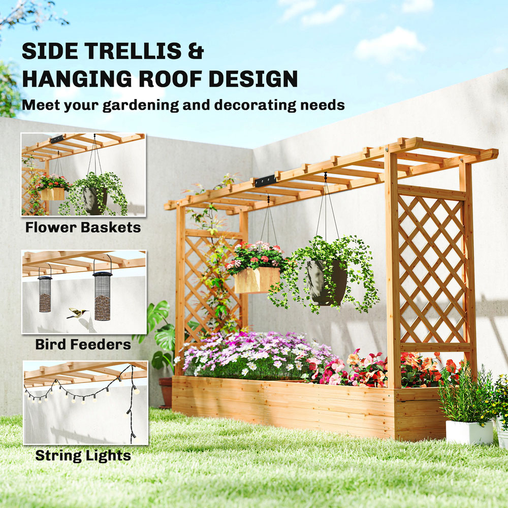 Outsunny Natural Raised Garden Bed with Trellis 114 x 200 x 44cm Image 5