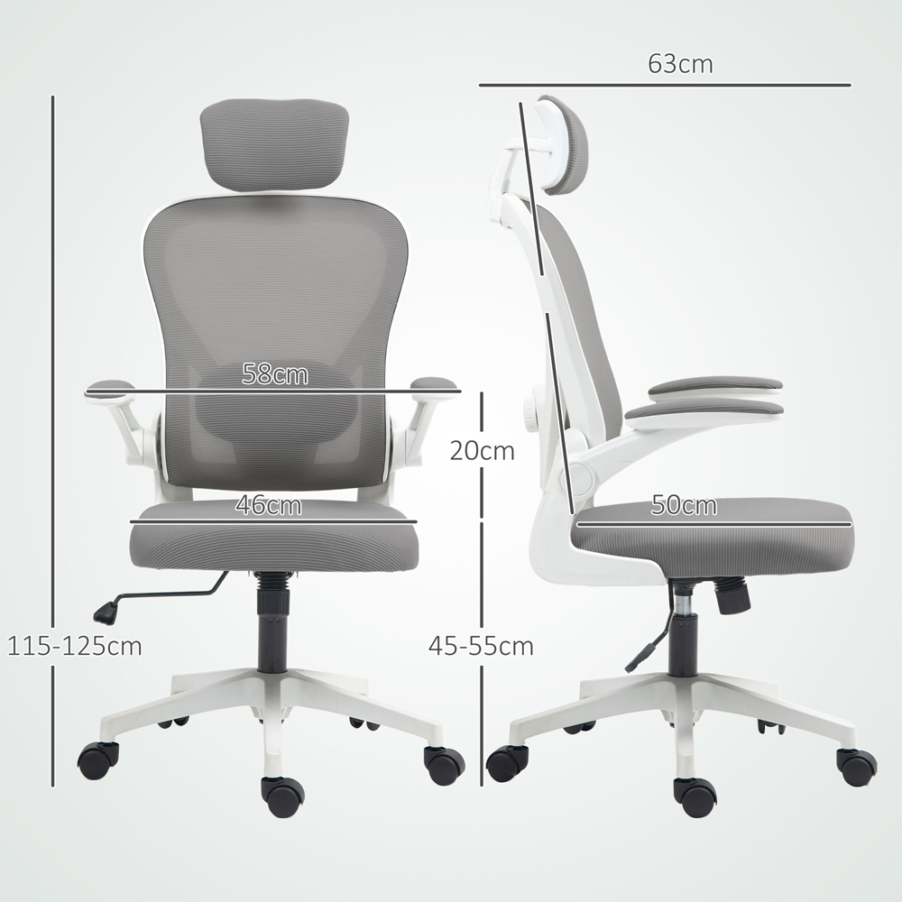 Portland Grey Mesh Ergonomic Office Chair with Headrest and Lumbar Support Image 9
