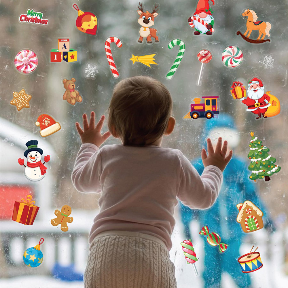Walplus Merry Christmas Festive Double Sided Reusable Gel Window Sticker 28 Piece Image 5