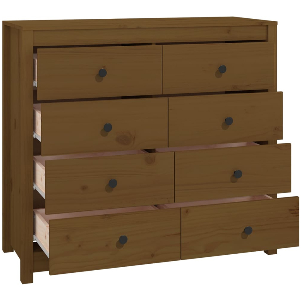 vidaXL 8 Drawer Honey Brown Solid Pine Wood Sideboard Image 3
