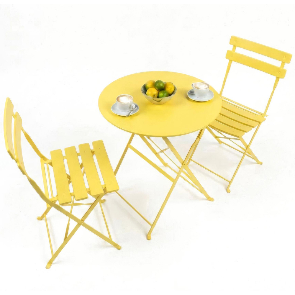 Harbour Housewares Sussex 2 Seater Yellow Round Bistro Set Image 2