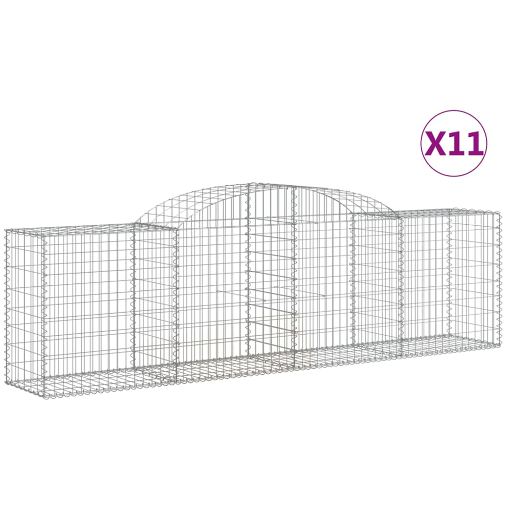 vidaXL Silver Galvanised Iron Arched Gabion Basket 300 x 50 x 80/100cm 11 Pack Image 2