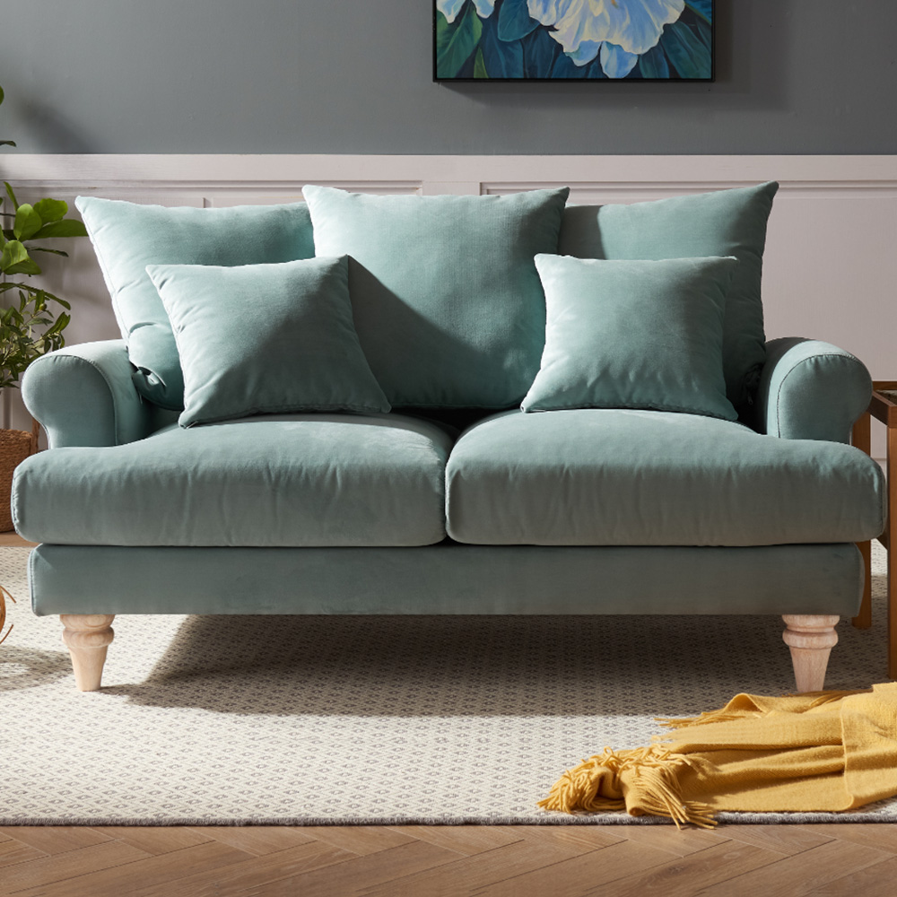 Home Detail Churchill 2 Seater Teal Velvet Sofa Image 1