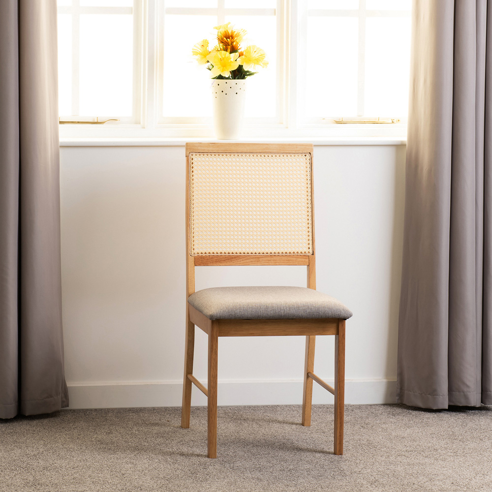 Seconique Ellis Set of 2 Grey Fabric Oak Effect Dining Chair Image 9