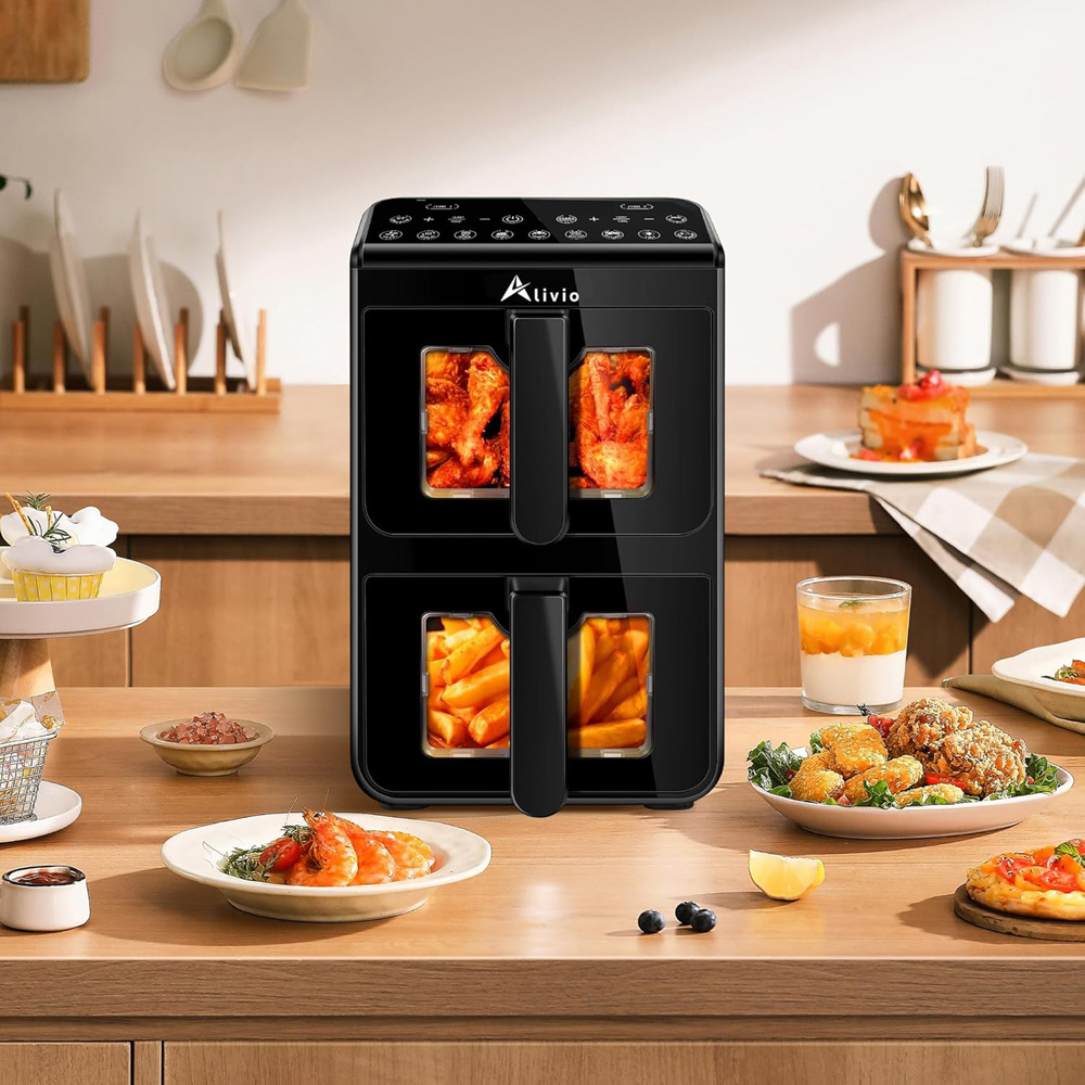 Alivio Black Dual Basket 10L Digital Air Fryer with Smart Touch 1700W Image 2