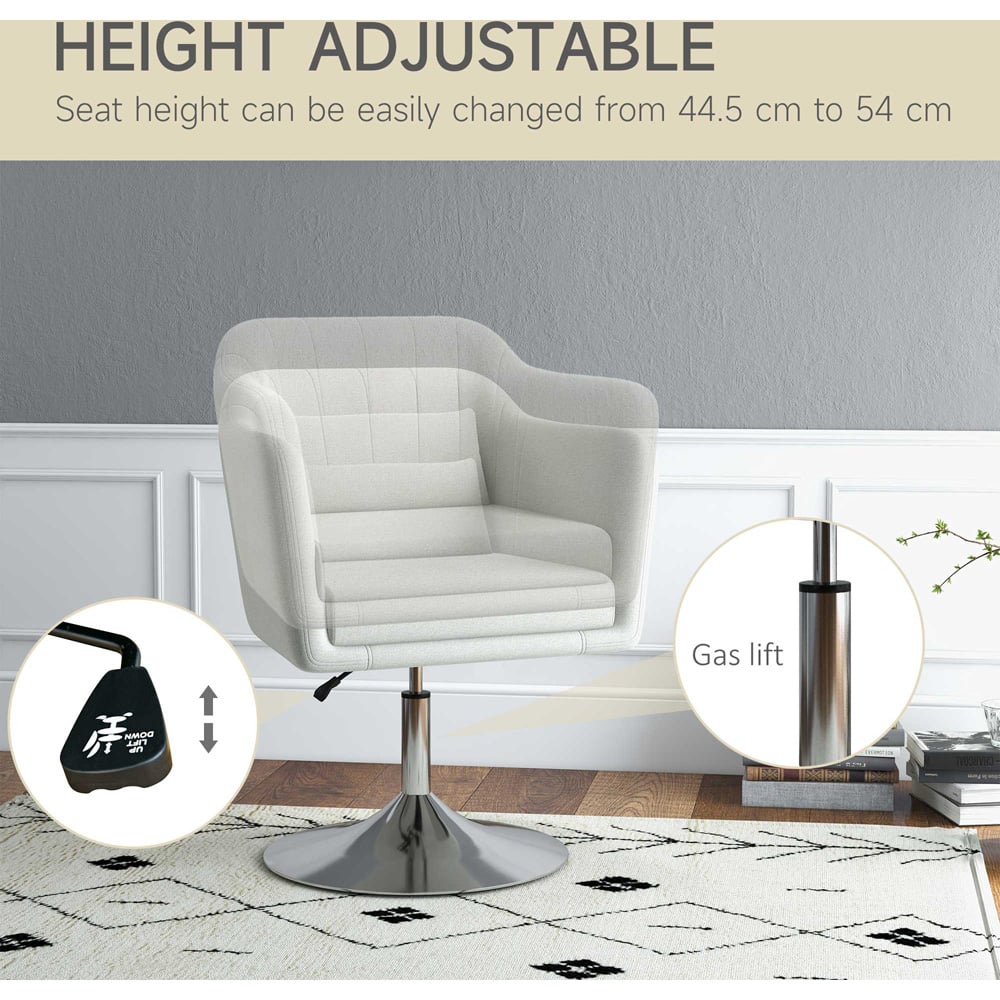 HOMCOM Cream White Linen Fabric Swivel Accent Chair Image 5