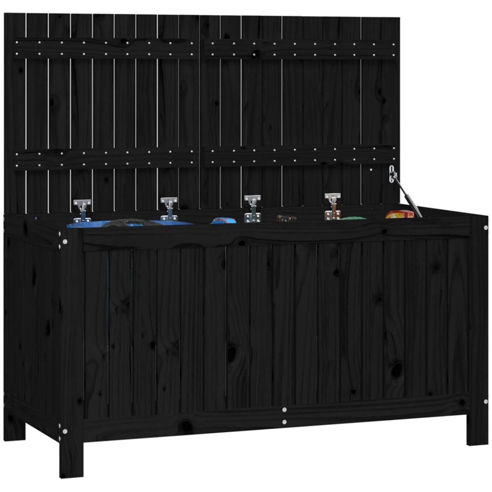 vidaXL 64 x 121 x 55cm Black Pine Wood Garden Storage Box Image 4