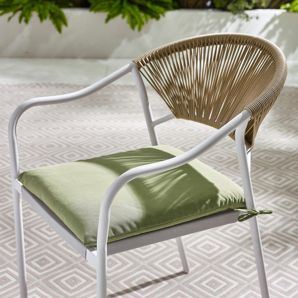 Furniturebox Sora Set of 2 Cream Rattan Outdoor Dining Chair Set with Cushion Image 2