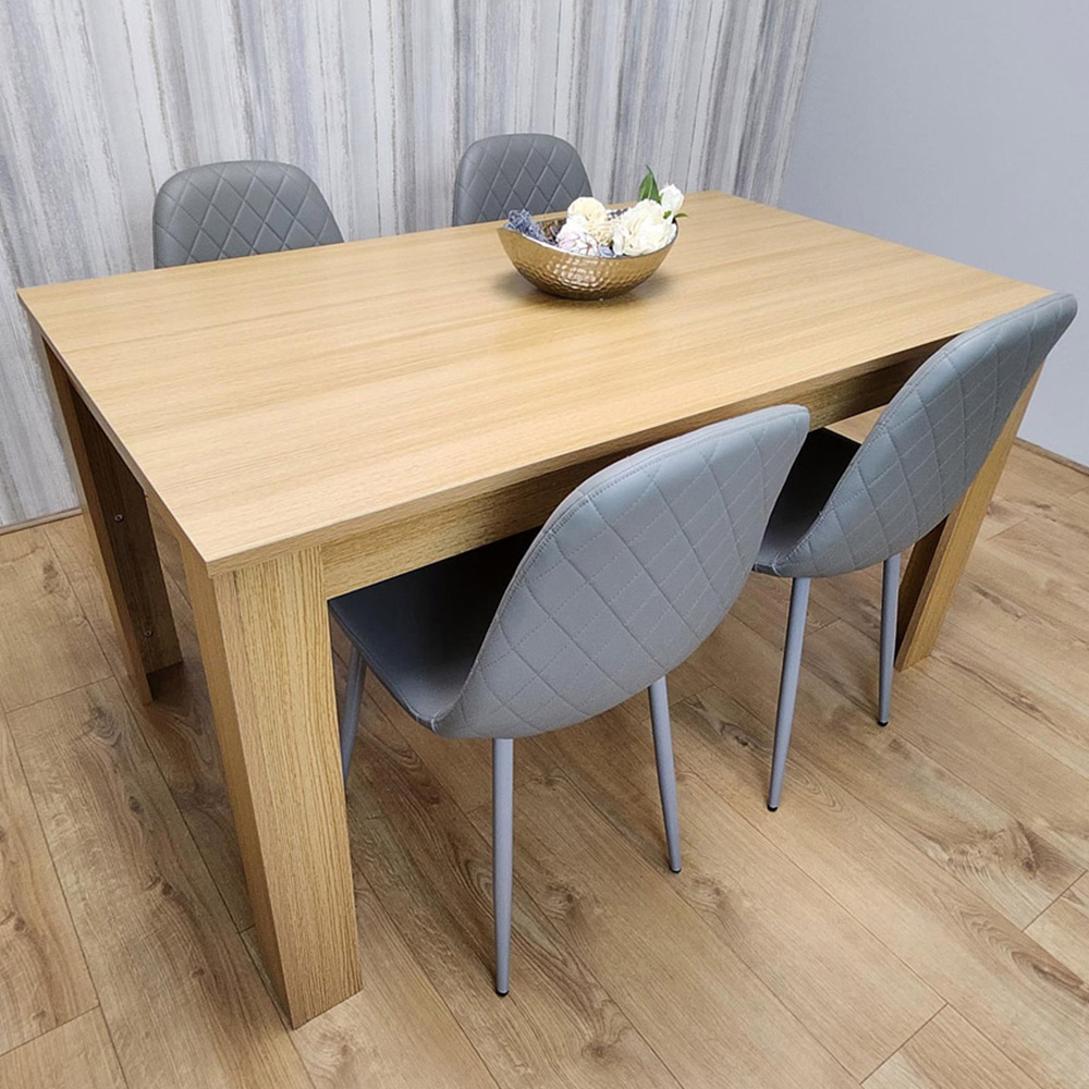 Portland 4 Seater Dining Set Oak Effect and Grey Image 1