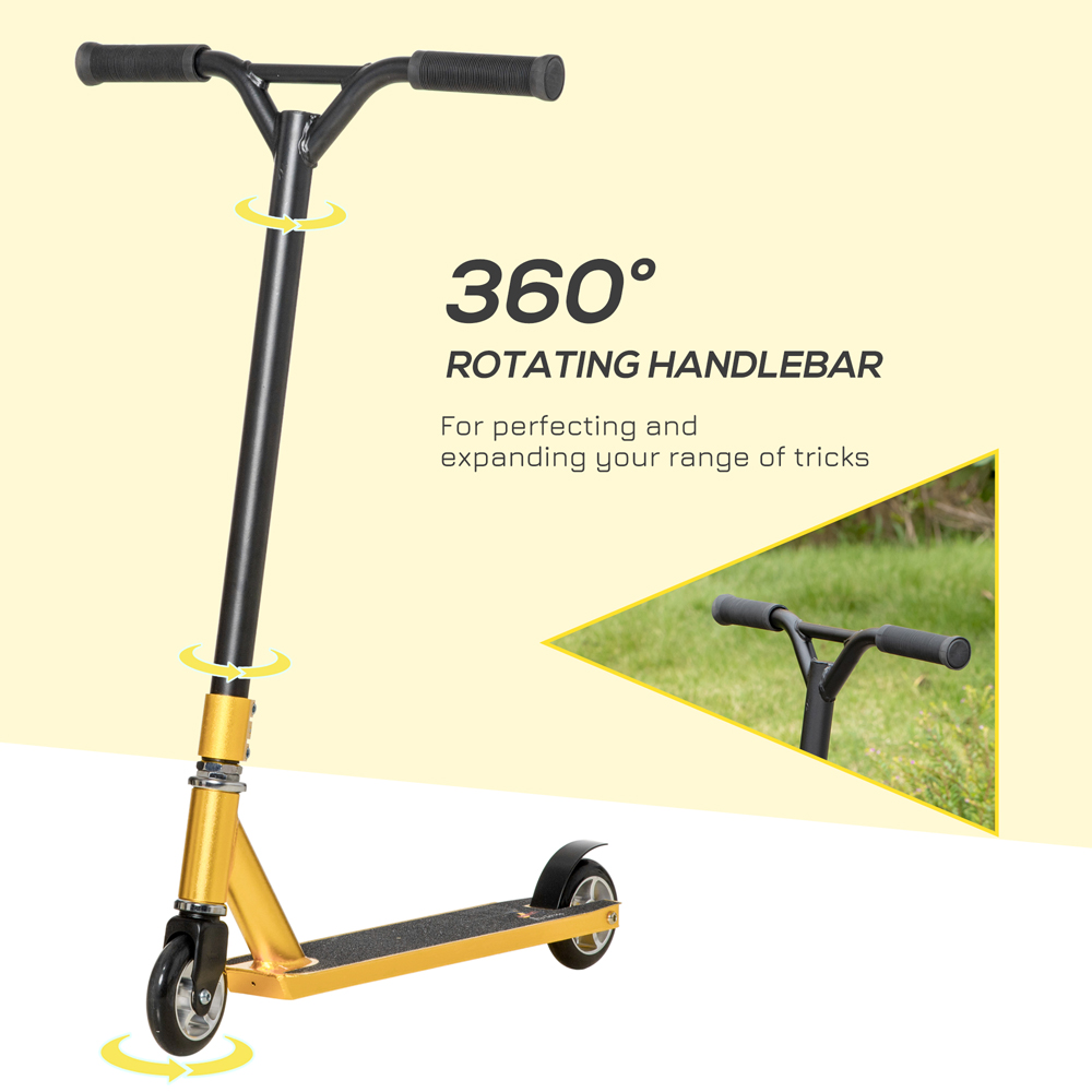 HOMCOM Gold Lightweight Entry Level Complete Trick Kick Stunt Scooter Image 5