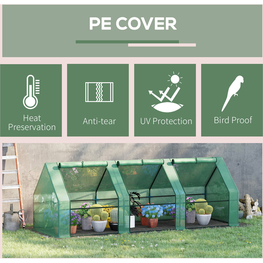Outsunny Portable Plastic Mesh Cover 8.8 x 2.9ft Greenhouse Image 5