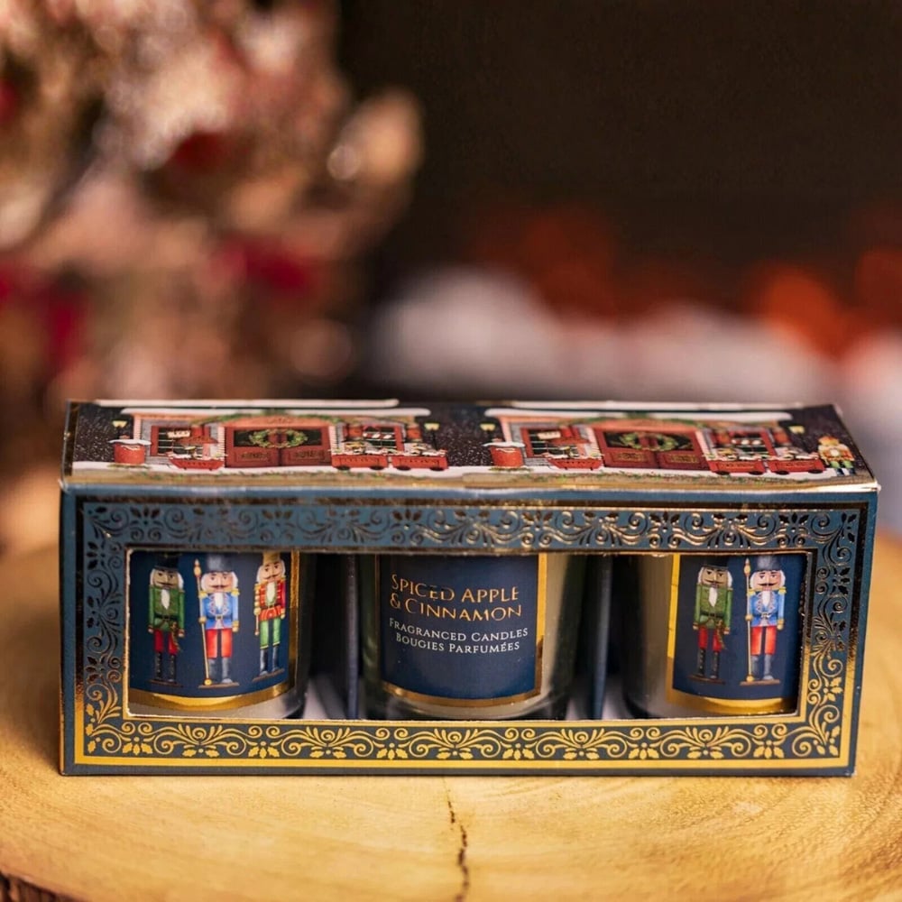 Marco Paul 3 Piece Spiced Apple and Cinnamon Christmas Candle Jars Gift Set Image 2