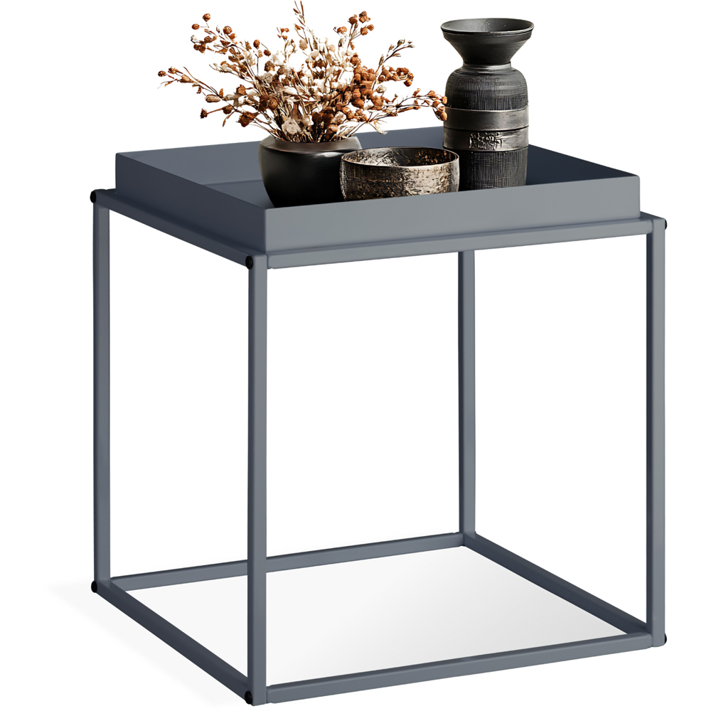 tectake Cambridge Single Shelf Dark Grey Bedside Table Image 2
