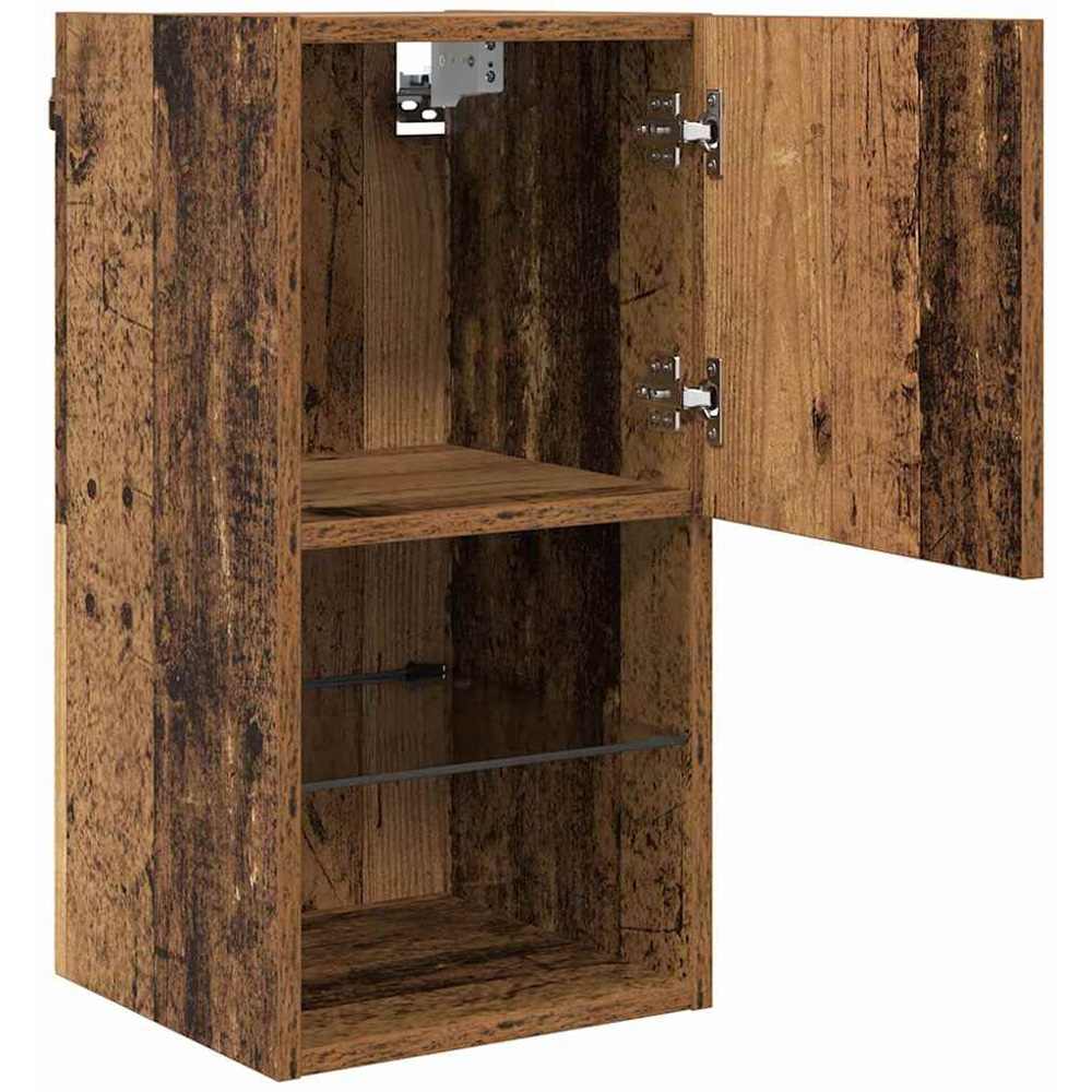 vidaXL Single Door 2 Shelf Old Wood Wall Mounted LED TV Unit Image 5