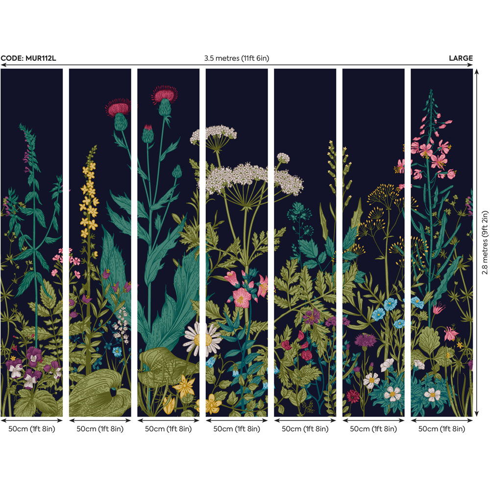 Origin Murals Botanical Fleur Blue and Green Wall Mural Image 4