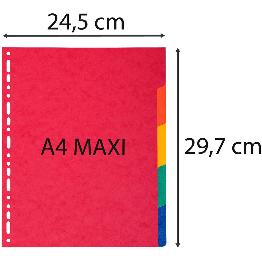 Exacompta A4 Maxi 5 Section Assorted Colour Pressboard Lightweight Divider 25 Pack Image 4