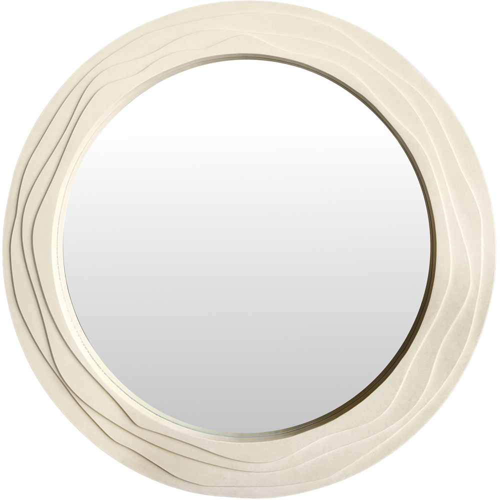 Ridged Circular Mirror Ivory Image 3