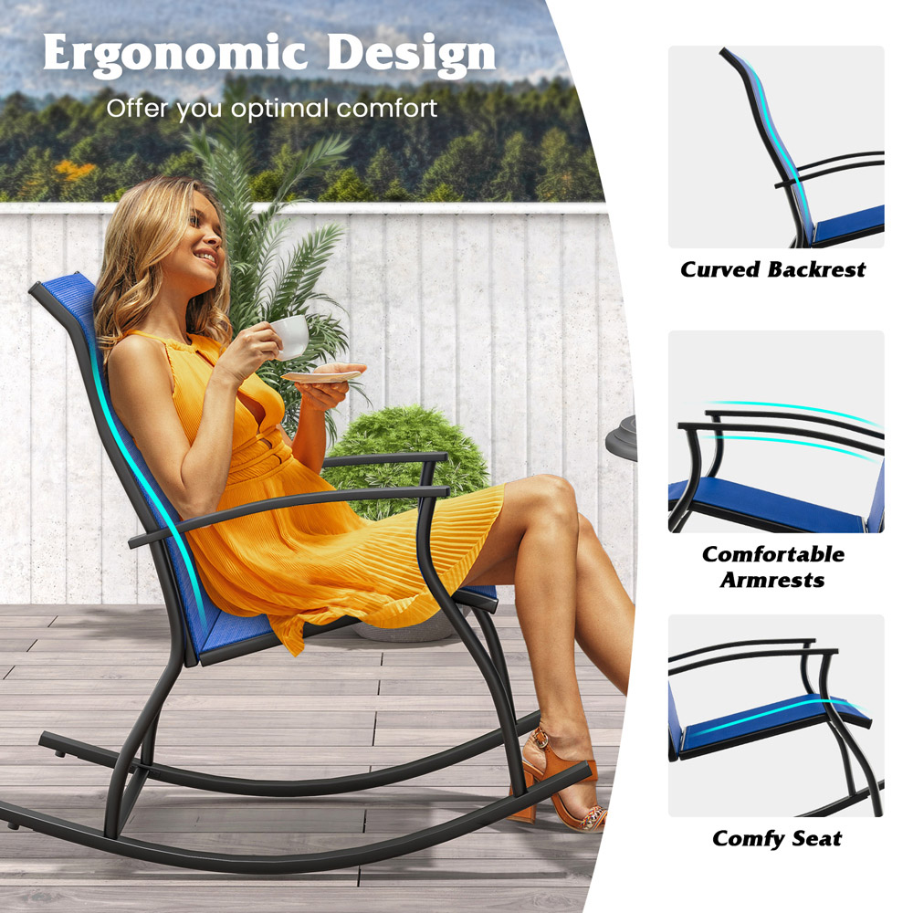 Costway Set of 2 Navy Garden Rocking Chair Image 6