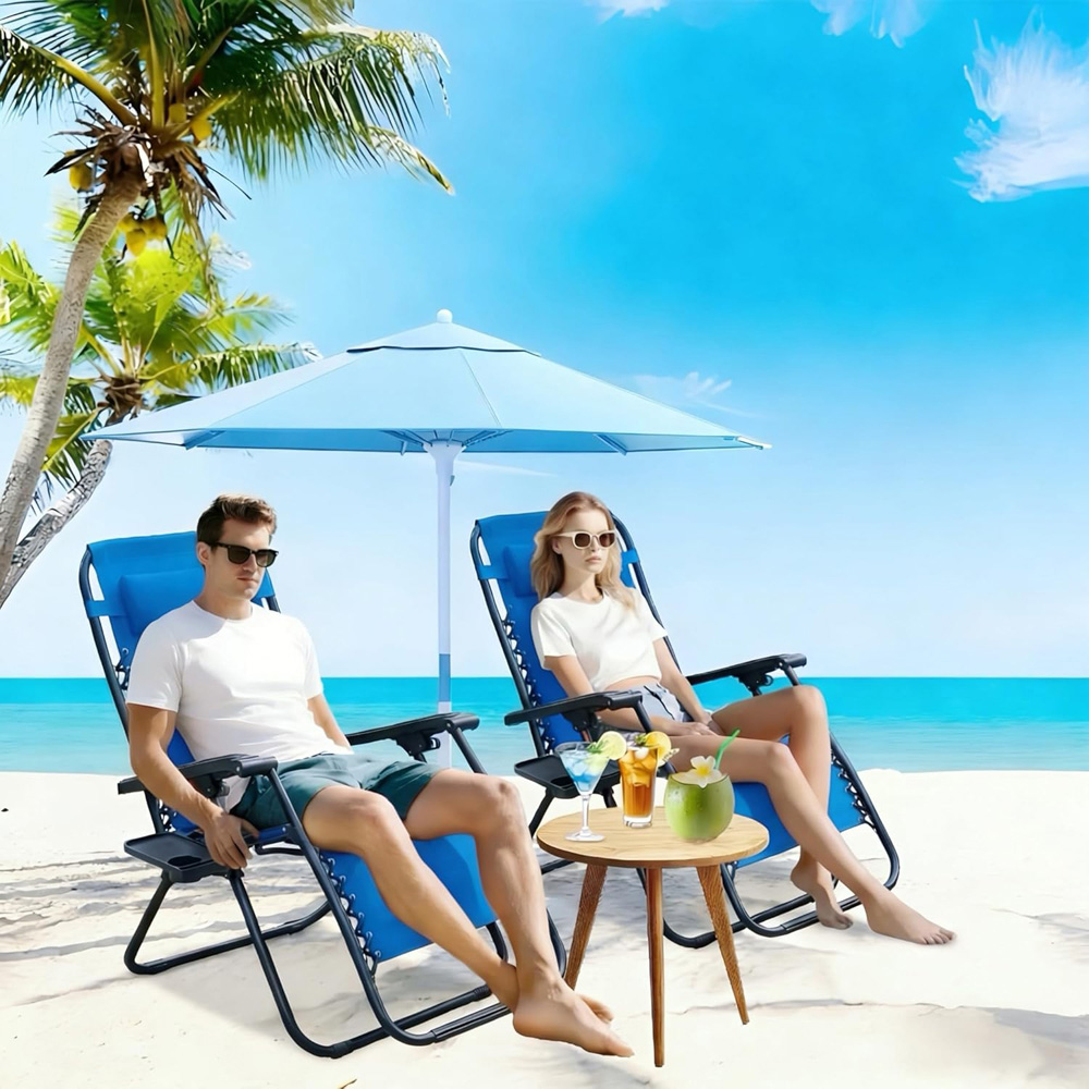 Alivio 2 Pack Sky Blue Zero Gravity Reclining Sun Loungers Image 5