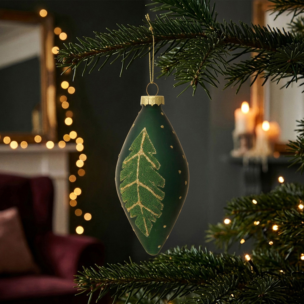 Green Leaf Design Bauble - Green Image 2