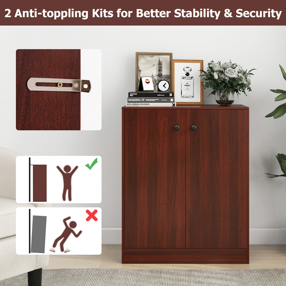 Costway 2 Door Brown Storage Cabinet Image 6