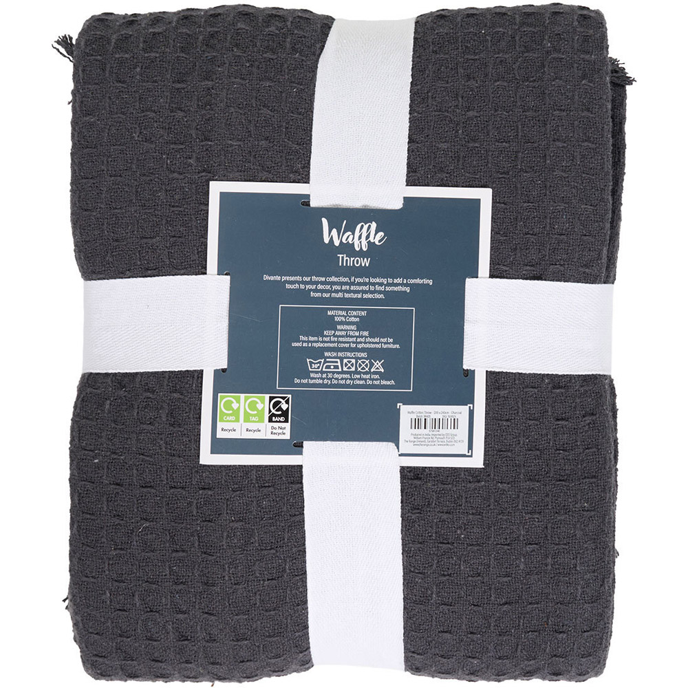 Waffle Cotton Throw Charcoal Image 3