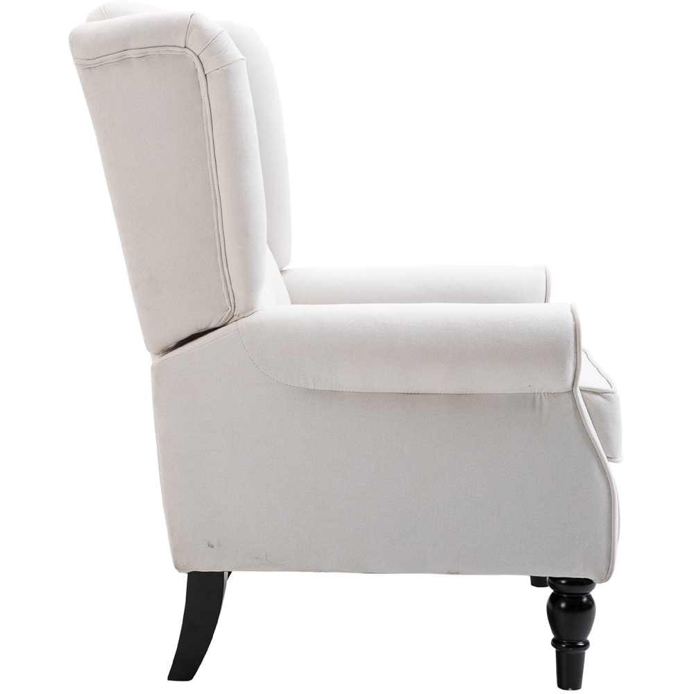 Portland Cream Retro Linen-Touch Wingback Armchair Image 3