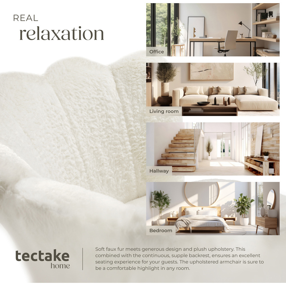 tectake Stella Cream and Black Faux Fur Armchair Image 7