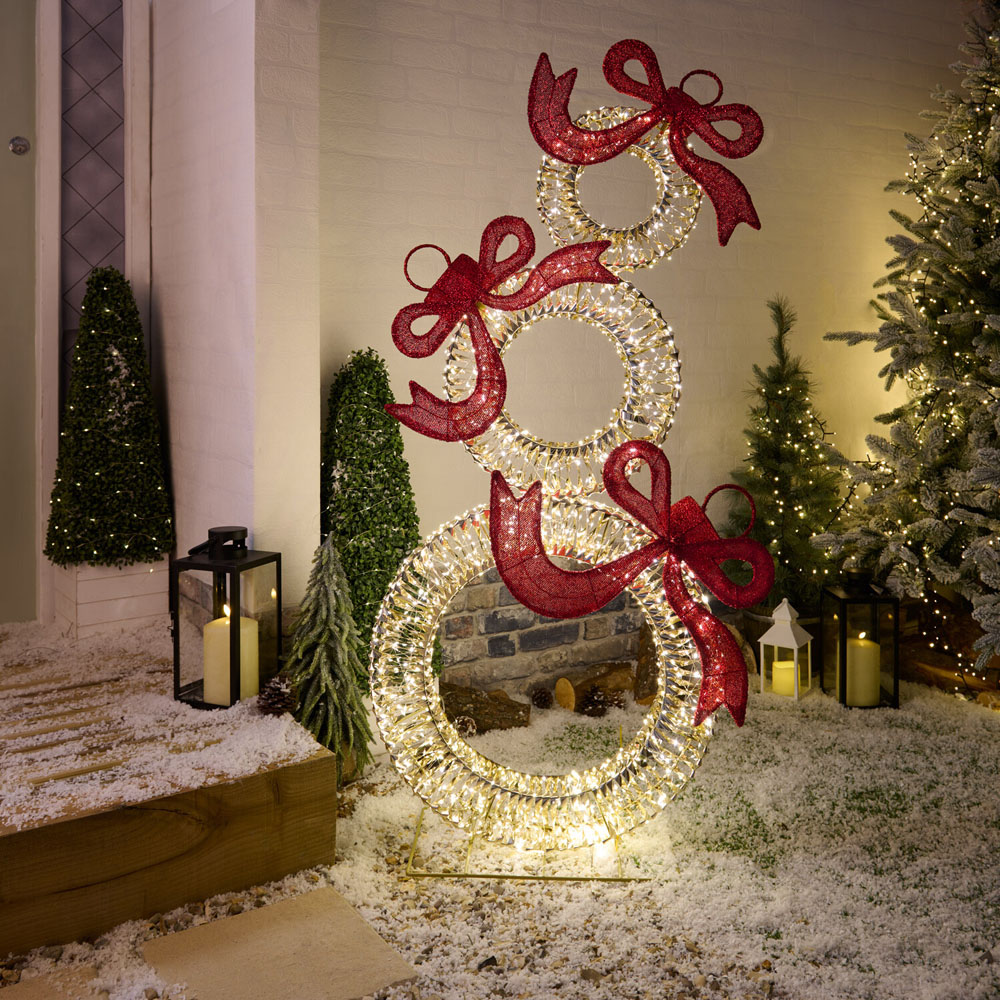 1500 LED Bow Gold Bauble Stack Image 1