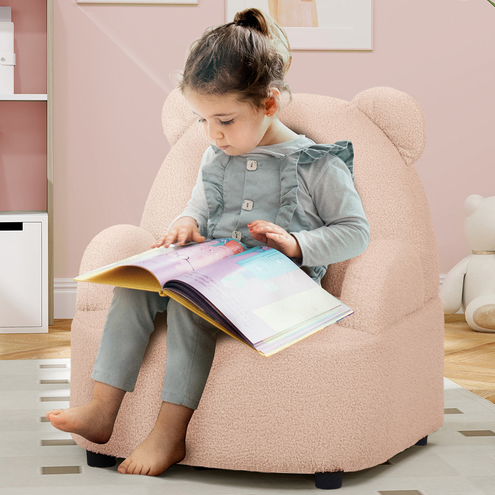 AIYAPLAY Pink Bear Shaped Kids Armchair Image 1