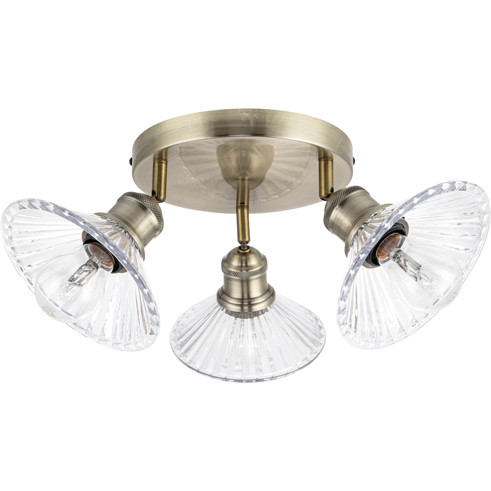 Cosylyte Milan Bathroom 3 Light Round Plate Ribbed Glass Spotlight Image 1
