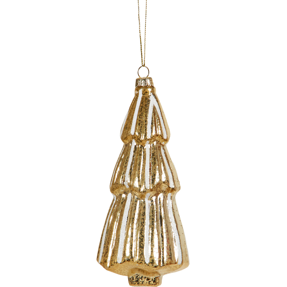 Set of 2 Hanging Tree Decorations - Gold Image 6