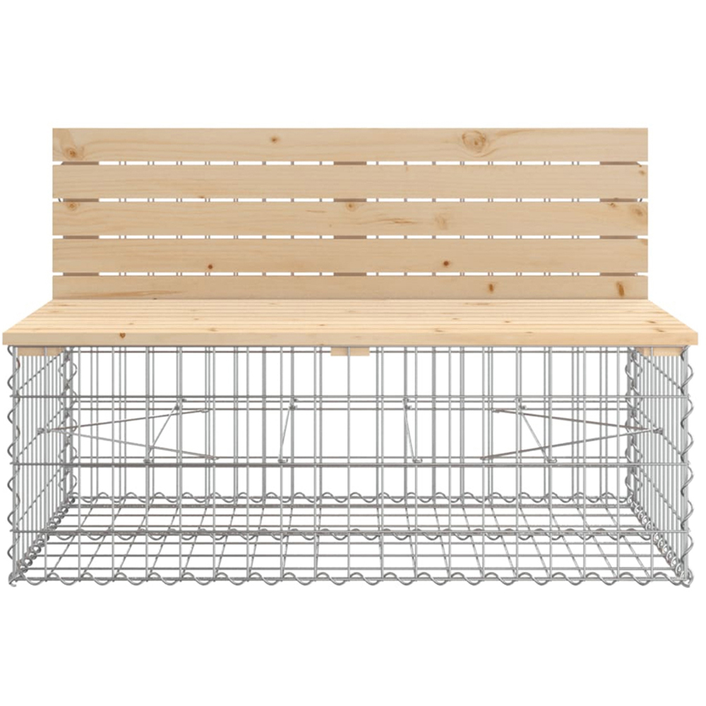 vidaXL Brown Solid Wood Pine Garden Bench with Gabion Basket 65.5 x 417 x 71cm Image 5