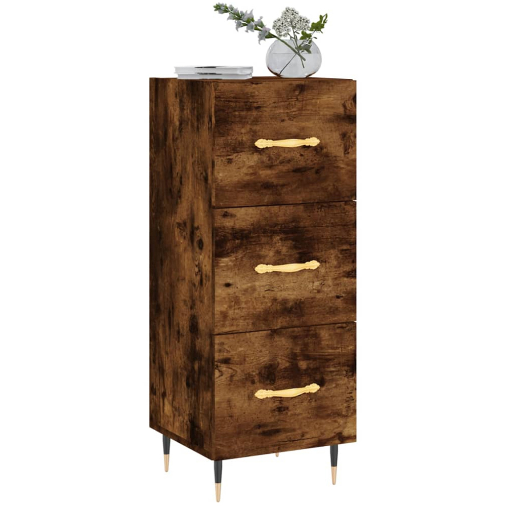 vidaXL 3 Drawer Smoked Oak Sideboard Image 3